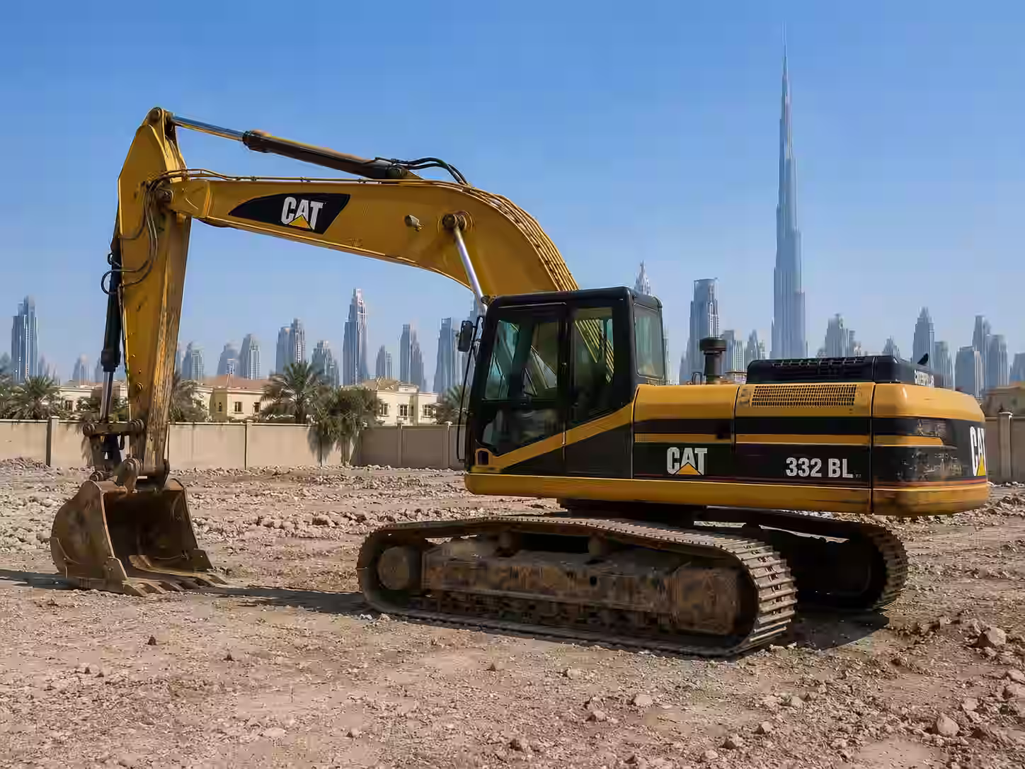 CAT 332BL excavator for heavy-duty demolition works in Dubai — JBR Demolition Works LLC equipment fleet